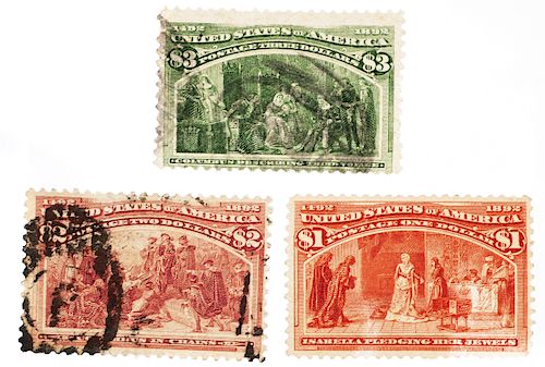 STAMPS: 1893 Columbian $1 $2 $3