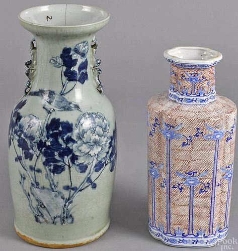 Chinese celadon glaze vase, 19th c., 17'' h., toge