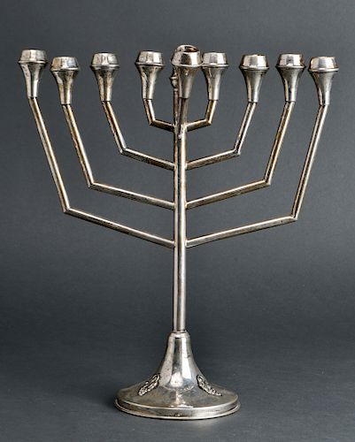 Judaica Continental Silver Menorah Hanukiah