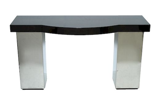 Mid-Century Modern Lacquer & Chrome Console