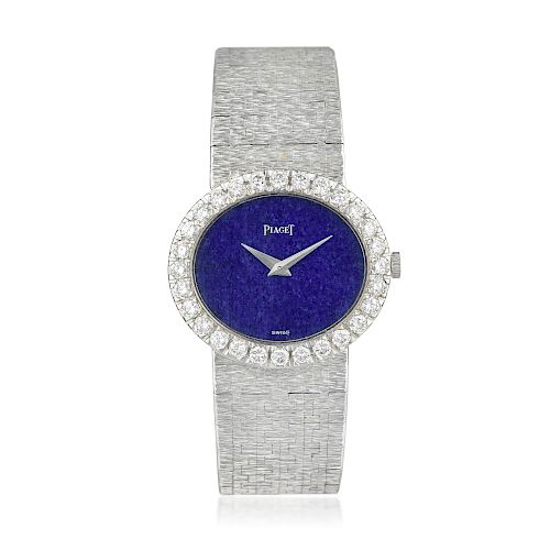 Piaget Ultra Thin Lapis Lazuli and Diamond Watch in 18K White Gold