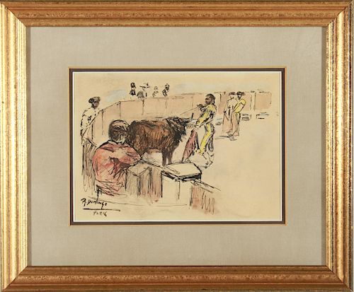Roberto Domingo Y Fallola Bullfighter Watercolor