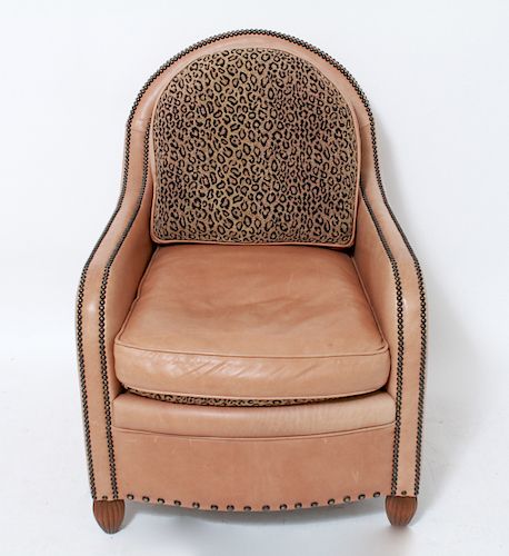 Art Deco Style Leather Lounge Chair