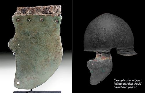 Etruscan / Early Roman Bronze Iron Helmet Ear Flap
