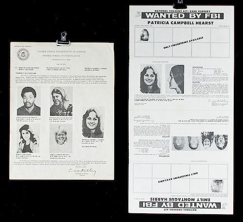 Lot of 3 FBI Wanted Posters - Patty Hearst & SLA, 1974