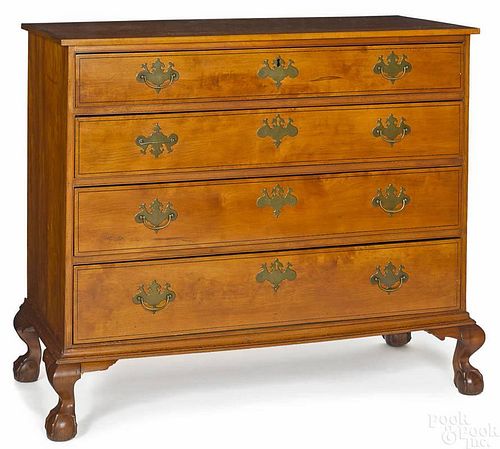 New England Chippendale cherry chest of drawers,