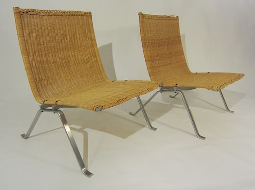 Pair of Poul Kjaerholm, PK 22 lounge chairs