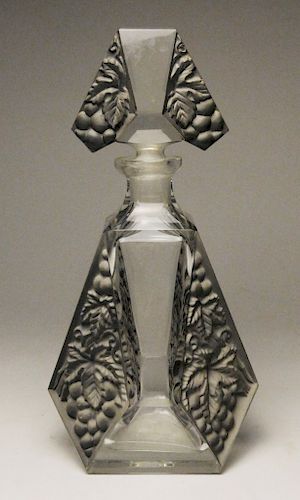 Clear and frosted glass decanter