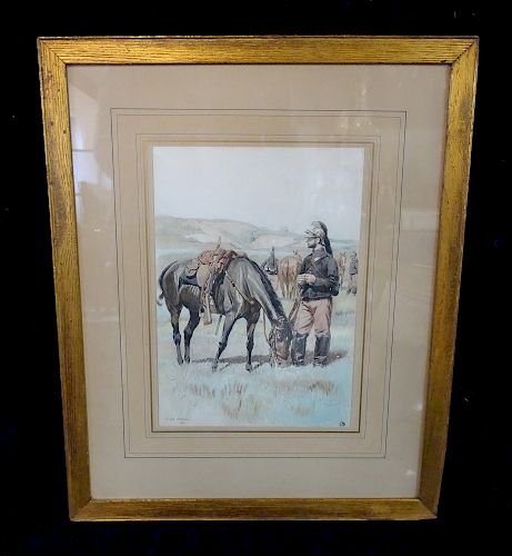 PRINT EDWARD DETAILLE 1886 HORSE & RIDER
