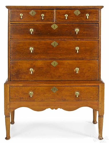 George I pine chest on frame, mid 18th c., 54'' h.