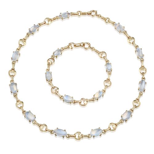 Tiffany &Co. Moonstone Necklace and Bracelet Set