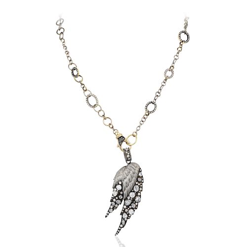 Sally Sohn Diamond Wing Pendant Necklace
