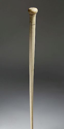 Whaleman Made Whale Ivory and Whalebone Walking Stick, circa 1870