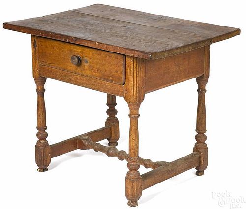 New England pine and walnut tavern table, ca. 177