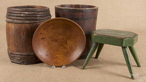 Group of woodenware, 19th c., to include a painte