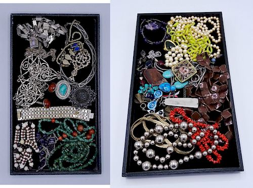 2 TRAY LOTS OF COSTUME JEWELRY
