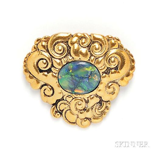 Art Nouveau 18kt Gold and Opal Brooch