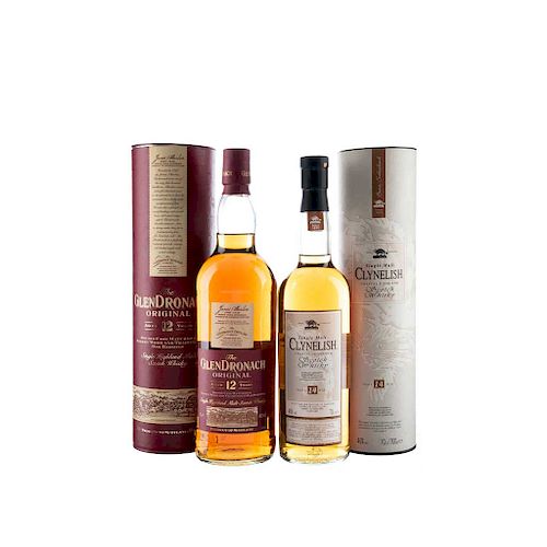 Whisky de Escocia. a) Clynelish. 14 años. Single Malt. Highland. b) The Glendronach Original.<R...