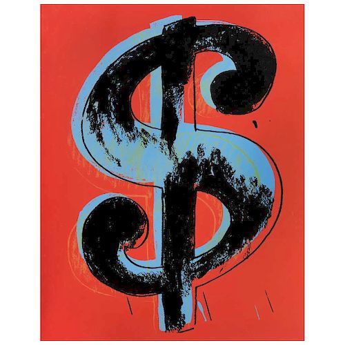 ANDY WARHOL, Dollar red, with a seal in the back "Fill in your own signature", Serigraphy 253/1000, 
19.6 x 17.3” (50 x 44 cm), Certificate