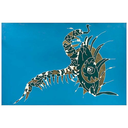EMILIANO GIRONELLA PARRA, Ciempiés (“Centipede”), of the Insectos (“Insects”) series,2017,Signed,Serigraphy w/gold leaf 2/5,30.7 x 46.2”(78 x 117.5cm)