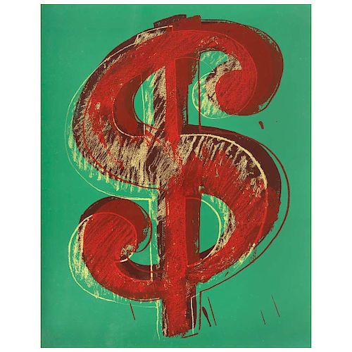 ANDY WARHOL, Dollar green, with a seal in the back "Fill in your own signature”, Serigraphy 253 /1000, 
19.6 x 17.3” (50 x 44 cm), Certified
