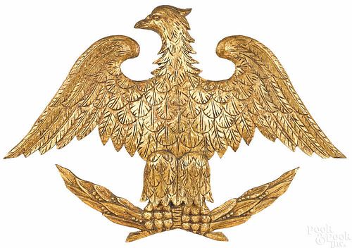Carved and painted eagle plaque, 20th c., 26'' h.,