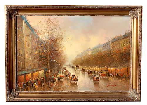 T E Pencke (France, born 1929) Paris Street Scene