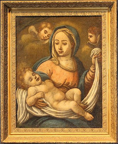 18th C. Old Master Madonna and Child Painting