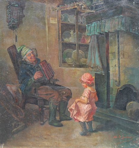 J Lombard, 1926 Interior Painting of Grandfather