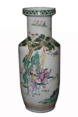 Signed, Large Chinese Famille Verte Porcelain Vase