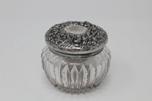 Antique Sterling Silver/Glass Box