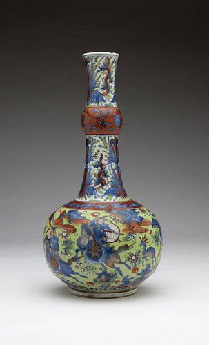 A Chinese glazed and enameled porcelain vase