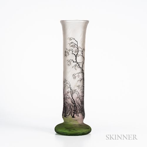 Daum Nancy Monumental Art Glass Scenic Vase