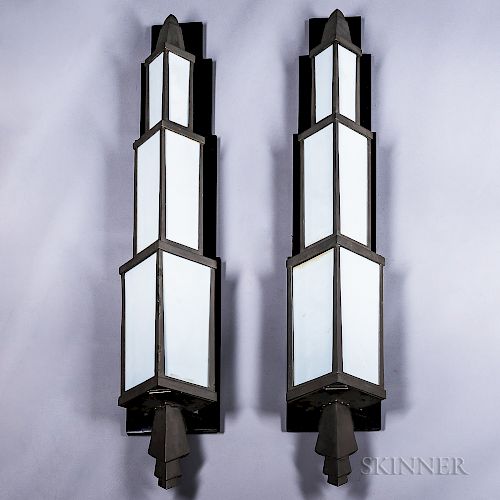 Pair of Art Deco Architectural Wall Sconces