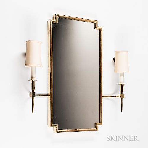 Tommi Parzinger Gilt Mirror with Sconces