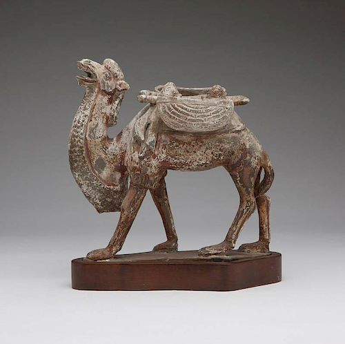 A Chinese straw glazed ceramic Bactrian camel
