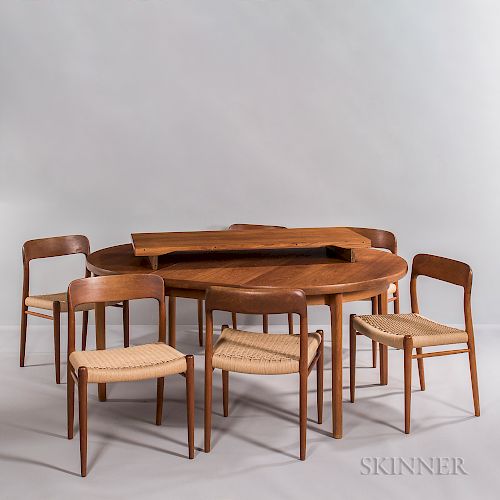 Niels Otto Moller for J.L. Moller Dining Table and Six Side Chairs