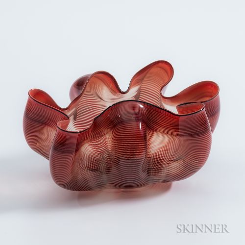 Dale Chihuly (American, b. 1941) Crimson Seaform with Black Lip Art Glass Sculpture