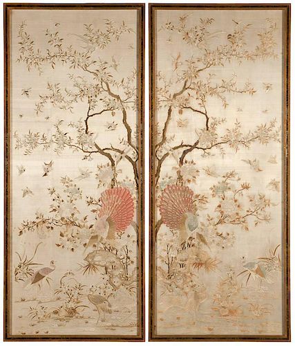 Two Chinese silk embroidery panels
