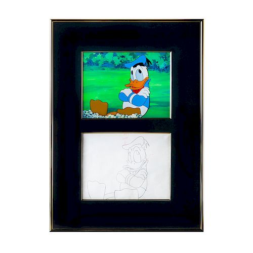 DONALD DUCK ANIMATION CEL WITH DRAWING