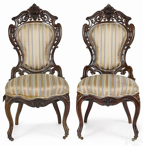 Pair of Victorian rosewood veneer chairs, ca. 186