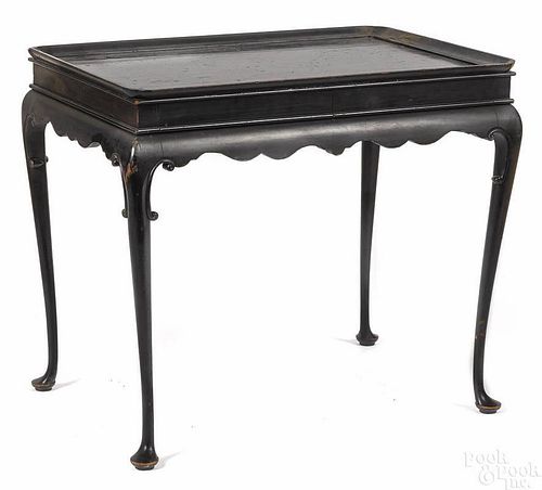 Queen Anne style ebonized tea table, early 20th c