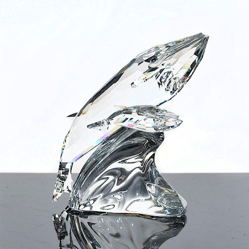 SWAROVSKI SILVER CRYSTAL FIGURE, WHALES, CARE FOR ME