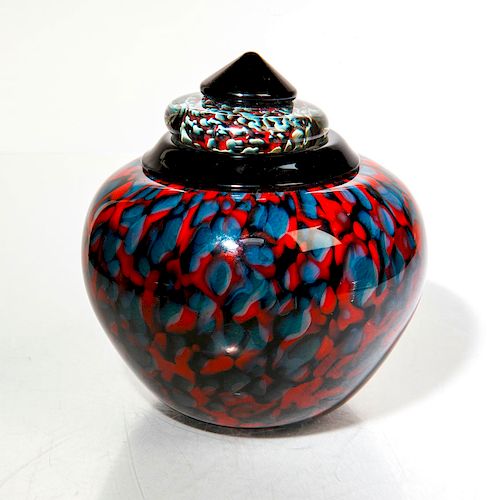 AMERICAN MURANO SPATTER GLASS VASE AND PAPERWEIGHT