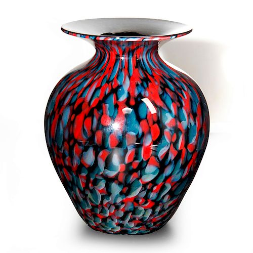AMERICAN MURANO STYLE SPATTER GLASS VASE, 2004