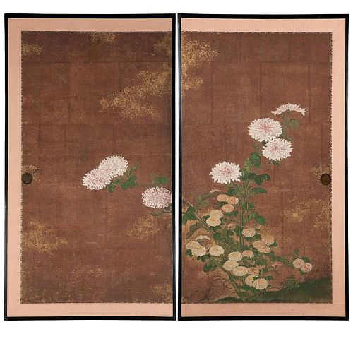 A pair of Fusuma door panels