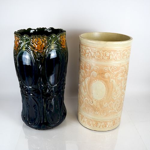 Two American Pottery Umbrella Stands