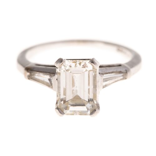 A 1.58ct Emerald Cut Diamond Engagement Ring