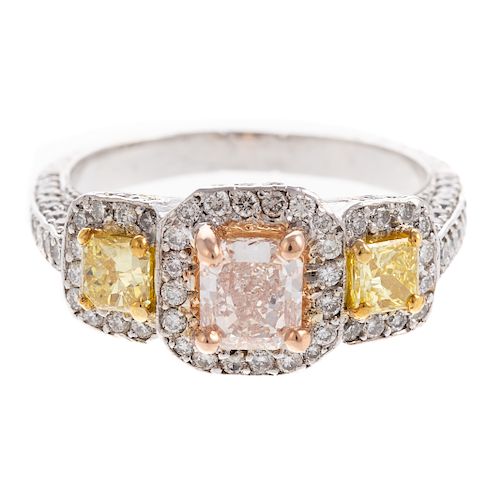A GIA Pink & Yellow Diamond Ring in Platinum