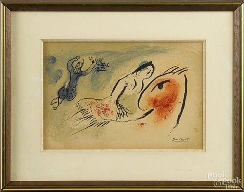 Marc Chagall, color lithograph, 7'' x 10 3/4''.